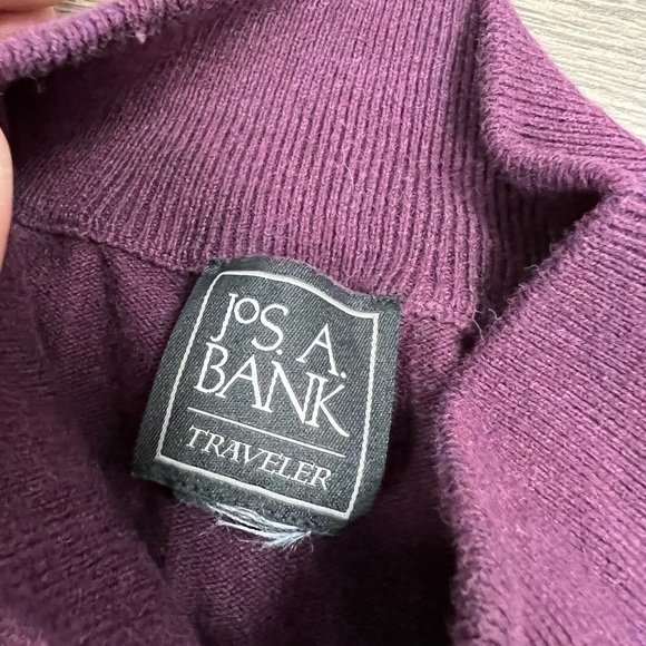 Jos A Bank Travelers Merlot Purple 1/4 Zip Pullover Sweater L - Picture 3 of 4